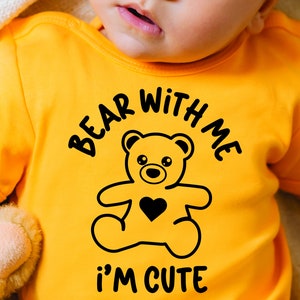 Bear With Me I'm Cute SVG PNG, Teddy Bear Svg, First Birthday Svg, Teddy Bear Shirt, Teddy Bear Invitation, 1st Birthday Cake Topper svg