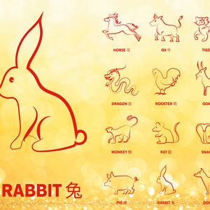 Chinese Zodiac SVG PNG PDF eps jpg, Zodiac animals, Chinese New Year Animals, Sketch, Line drawing, Lunar New Year, Chinese new year