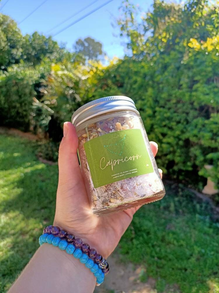 Capricorn crystal bath salts Zodiac crystals Astrological Etsy