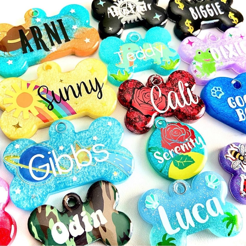 Design Your OWN Custom Pet Tag, Personalized, Custom Dog Tag, Resin Dog Tag, Pet ID Tag, Dog Tag, Handmade, Glitter Tag , Resin, Custom image 4