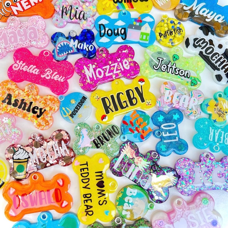 Design Your OWN Custom Pet Tag, Personalized, Custom Dog Tag, Resin Dog Tag, Pet ID Tag, Dog Tag, Handmade, Glitter Tag , Resin, Custom image 3