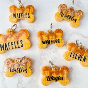 Waffle Pet Tag, Waffeln, Frühstück, Hundemarke