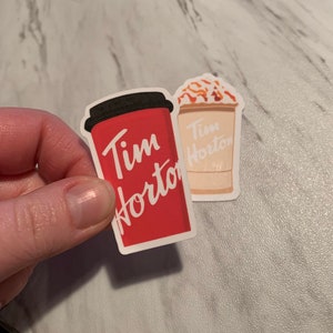 Tim Horton&#39;s vinyl sticker, Coffee, Ice Capp, Canadian, Permanent vinyl, Glossy sticker, Phone, Laptop, Notebook, Journaling, Decorated