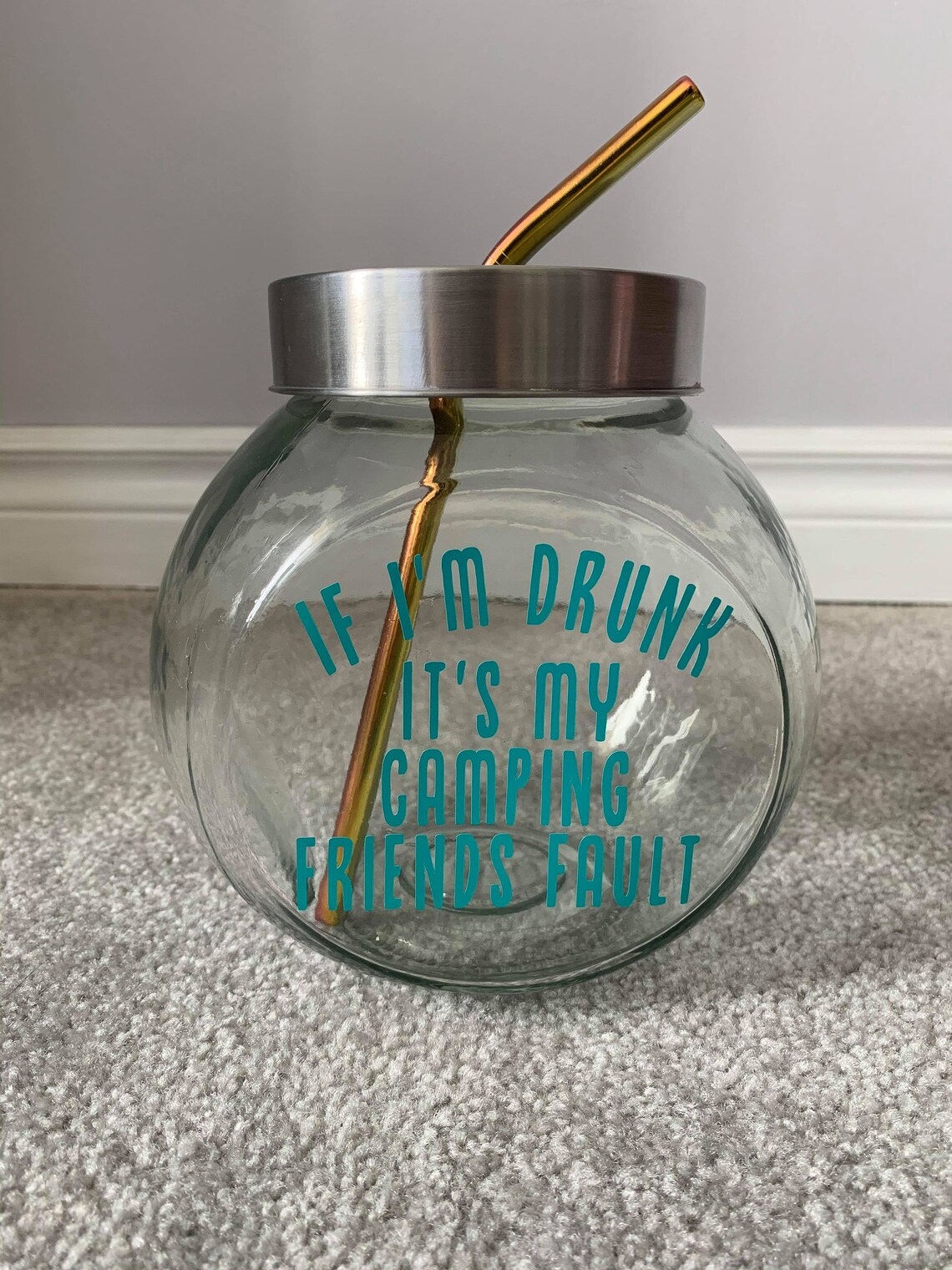 Fishbowl Glass Drinking cups large glass with screw on lid Etsy