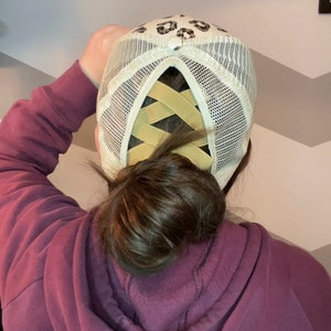 Ponytail Hat, Baseball Cap, Criss Cross Back, Summer Hat, High Pony, Messy Bun