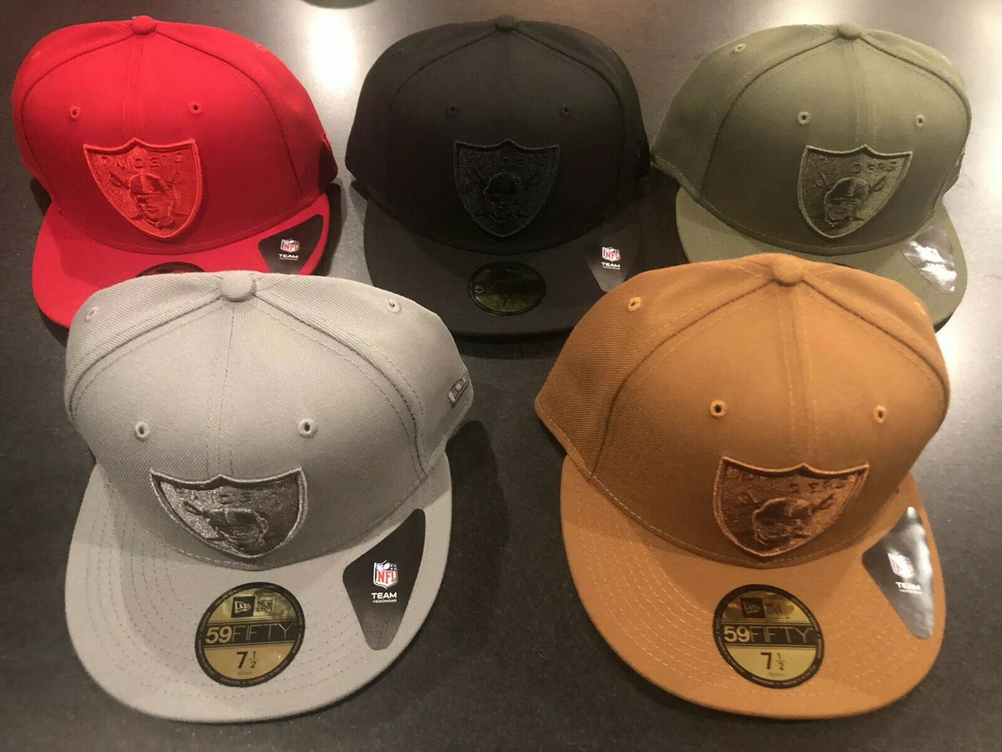 Las Vegas Raiders New Era 59FIFTY Hats 7 1/2 Lot Of 5 Bnwt | Etsy
