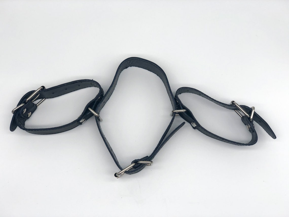Leather Neck Collar and Wrist Restraints BDSM Etsy