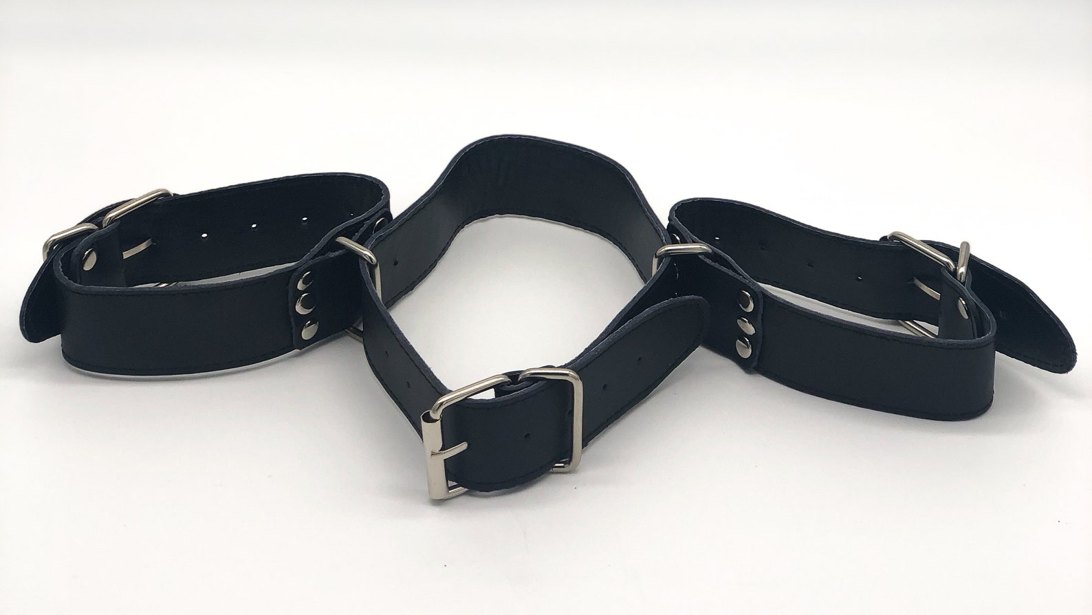 Leather Neck Collar and Wrist Restraints BDSM Etsy