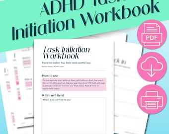 Werkboek voor taakinitiatie bij ADHD | Printbare ADHD-werkbladen voor moeders | Hulpmiddelen voor executieve functies | Digitale download