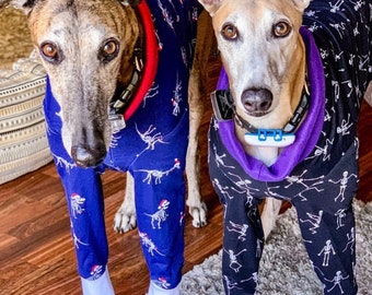 Custom made Greyhound pajamas/ cotton/ Fully lined/ sleeveless or front leg jammies