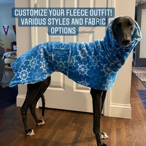 Custom made Greyhound large dog double layer fleece winter coat pajama