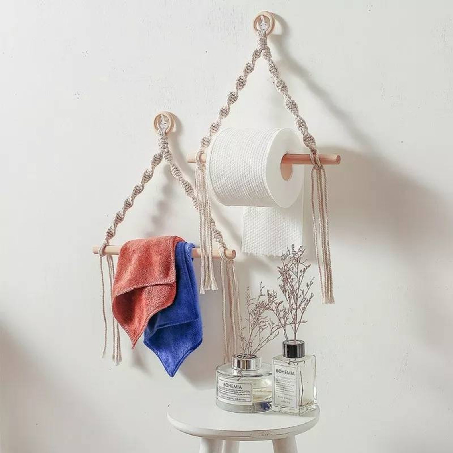 Toilet Paper Holder Macrame Makramee Macramee White Boho Etsy