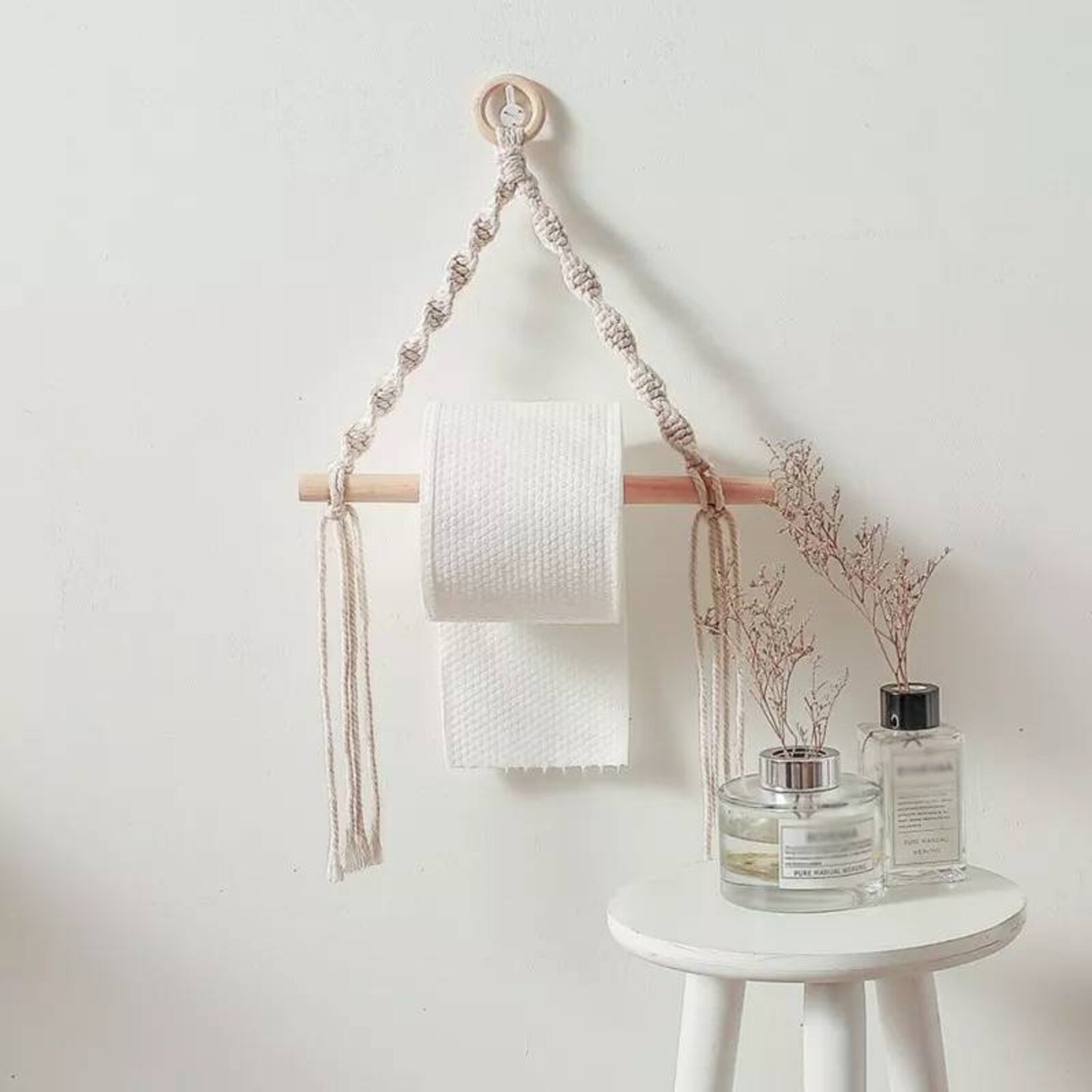 Toilet Paper Holder Macrame Makramee Macramee White Boho Etsy