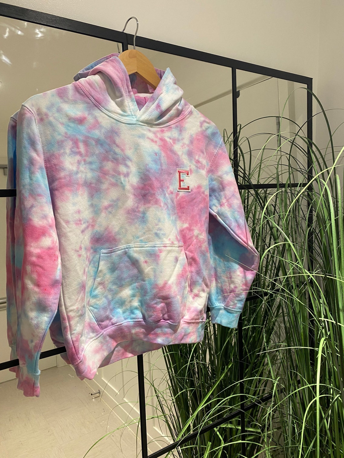 pink blue and purple tie dye hoodie