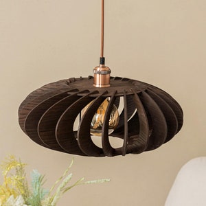 Pendant Lighting, Chandelier Lighting, Industrial Lamp, Wood Lampshade, Mid Century Modern, Hanging Lamp, Handmade Lamp, Ceiling Lamp