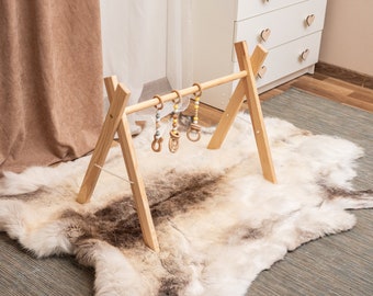 Salle de sport en bois Montessori pour bébé - Salle de sport pour bébé en bois naturel