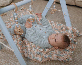 Gimnasio de madera para bebés - Gimnasio y juguetes para bebés - Gimnasio de madera para recién nacidos - A partir de 7 meses - No ferrosos