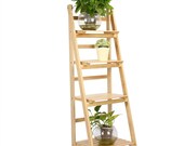 Natural 4 Tier Wooden Ladder Folding Book Shelf Stand Plant Flower Display Rack
