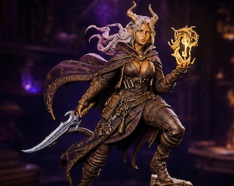 Female Tiefling Arcane Rogue Miniature, Belyra Spellblade, PaintedOrNot Original DnD Pathfinder