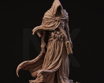 Undead Sorcerer Miniature | Hooded Lich | 5 Sizes Unpainted Resin Figure