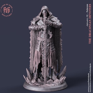 Demonic Undead Death Knight. The Fade | 28mm, 32mm, 54mm, 75mm, 100mm Scale Resin Miniature | Flesh of Gods | Dungeons and Dragons |