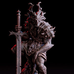 Demon Warrior Fiend, Demon Prince | 28mm,32mm,54mm,75mm,100mm Scale Resin Miniature | Dungeons and Dragons D&D 5e Pathfinder | Flesh of Gods
