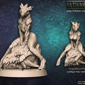 Lusty Dragonborn Draconian Maid | 28mm, 32mm, 54mm, 75mm Scale Resin Miniature | Dungeons and Dragons D&D 5e | Pathfinder | Artisan Guild