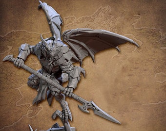 Dragonborn Polearm Paladin miniatuur | Vechter geestelijke | ONGEVERFD hars