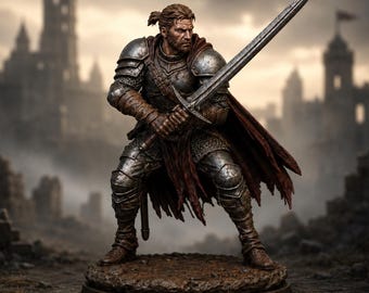 Human Fighter Unpainted Miniature, Aldric Greatsword Fighter, PaintedOrNot Original Resin Mini for DnD 5E