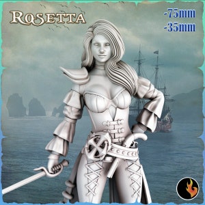 Female Pirate Gunslinger Swashbuckler Fighter Sexy Pinup  | 28mm, 32mm, 75mm Scale | Dungeons and Dragons 5e Miniatures | DnD Mini |