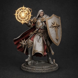 Prêtre de guerre clerc, magie, figurine non peinte, design original | 5 tailles / échelles