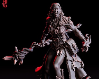 Elf Female Wizard, Sorcerer Warlock PC NPC | Resin Miniature 5 Sizes /Scale |D&D