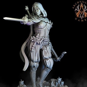 Isabetta of the Dawn- Witch Demon Hunter Female Cleric - Archvillain Games | 28mm, 32mm, 75mm Scales | Dungeons and Dragons | Pathfinder |