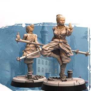Female Human Monk PC / NPC D&D 5e Unpainted Figure | 28mm, 32mm,54mm,75mm,100mm Scales | Dungeons and Dragons Pathfinder |