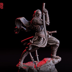 Human Rogue, Thief, Assassin, Kensai PC / NPC | 28mm, 32mm, 54mm, 75mm, 100mm Scale Resin Miniature | Dungeons and Dragons | Flesh of Gods
