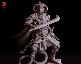 Tiefling Rogue, Fighter, Ranger PC / NPC Resin Figure | 5 Sizes Scales | Mini -D&D  Figurine