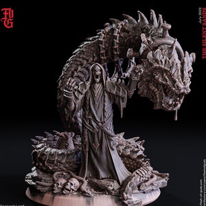 Serpent Lord Undead Lich | 28mm, 32mm, 54mm, 75mm, 100mm Scale Resin Miniature | Flesh of Gods | Dungeons and Dragons |