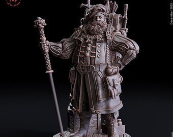 Rich Merchant, Adventurer NPC  | 28mm, 32mm,54mm,75mm Scales | 100mmTall | Figure Mini- Minis -D&D 5e Pathfinder Figurine | Flesh of Gods