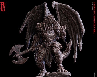 Hacha de dos manos de paladín Dragonborn (5 tamaños, escala) para D&D Pathfinder