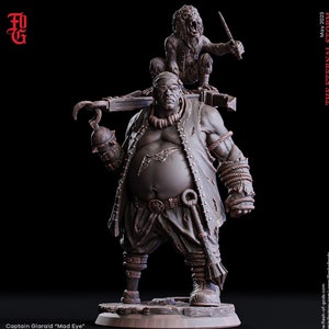 Swashbuckler Pirate Captain Fighter | 28mm, 32mm,54mm,75mm,100mm Scales | Player Character Mini  -D&D 5e Pathfinder Figurine |Flesh of Gods