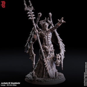 Devil Mephistir, Demon Prince | 28mm, 32mm,54mm, 75mm,100mm Scale Resin Miniature | Dungeons and Dragons D&D 5e Pathfinder | Flesh of Gods