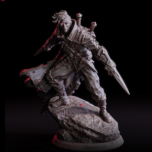 Human Rogue Thief Assassin PC / NPC | Unpainted Resin Miniature | 28mm, 32mm,54mm, 75mm, 100mm Scale | Dungeons and Dragons | Flesh of Gods
