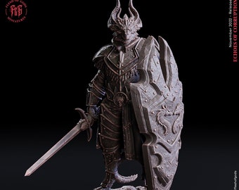 Dragonborn Paladin Sword Shield | 28mm,32mm,54mm,75mm,100mm