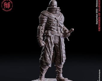 Fighter Eldritch Knight in Armor, Hexblade Warlock | Dungeons and Dragons | 28mm, 32mm,75mm Scales | Pathfinder |Unpainted Figure