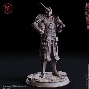 Fighter Soldier in Armor Miniature | Dungeons and Dragons | 28mm, 32mm,54mm,75mm,100mm Scales | Pathfinder |Unpainted Figure | Flesh of Gods