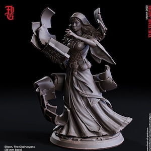 Female Wizard, Warlock, Sorcerer PC NPC | 28mm, 32mm,54mm, 75mm, 100mm Scale Resin Miniature | Dungeons and Dragons | Flesh of Gods