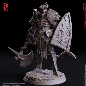 Tiefling Oathbreaker Paladin Fighter | 28mm, 32mm,54mm,75mm,100mm Scales | Player Character Mini  -D&D 5e Pathfinder Figurine |Flesh of Gods