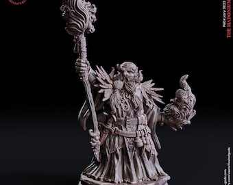 Dwarf Wizard Miniature | Arcane Mage | Resin 28mm 32mm 75mm 100mm