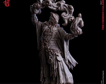 Dragonborn Wizard Miniature | Arcane Mage | Unpainted Resin RPG Figure