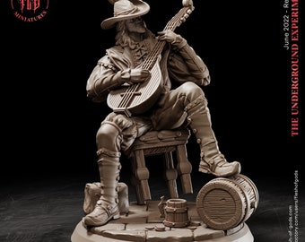 Bard Rogue PC NPC | 28mm, 32mm, 75mm Scale Resin Miniature | Dungeons and Dragons | Flesh of Gods
